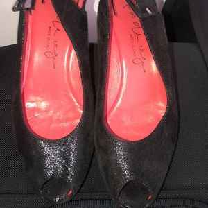 Pas De Rouge open toe sling back heels, NEW size 38.5